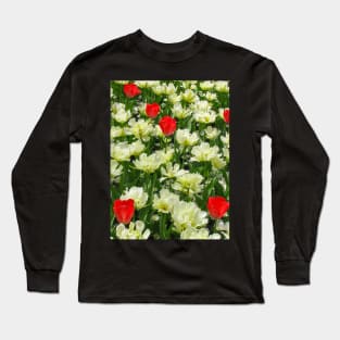 White and Red Tulips Long Sleeve T-Shirt